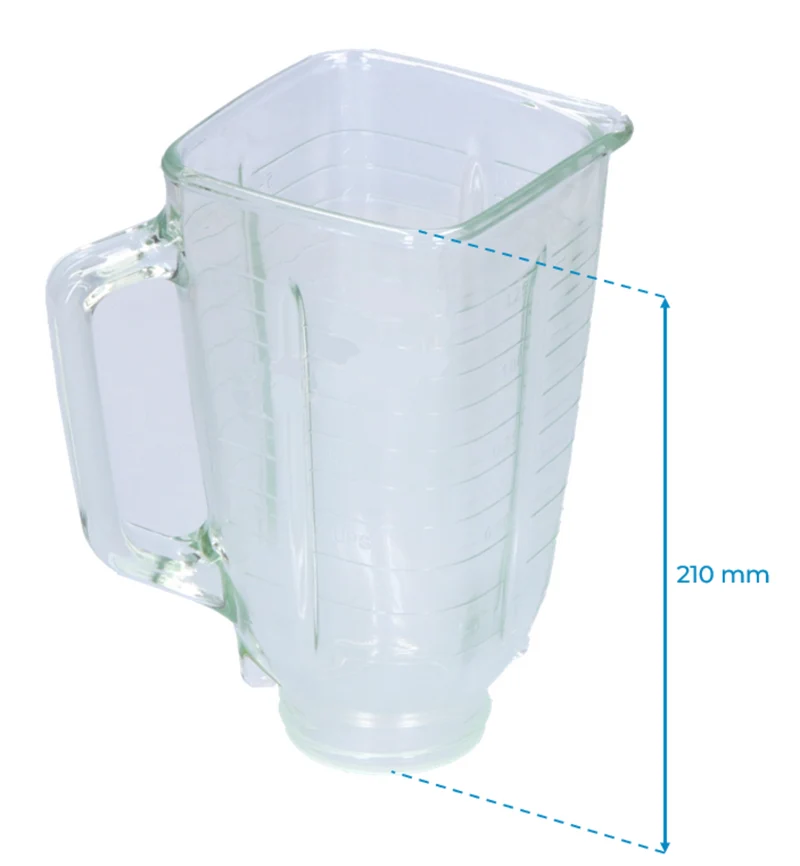 Jarra Vidrio Cuadrada Compatible Batidora Oster OBL168X Sin tapa