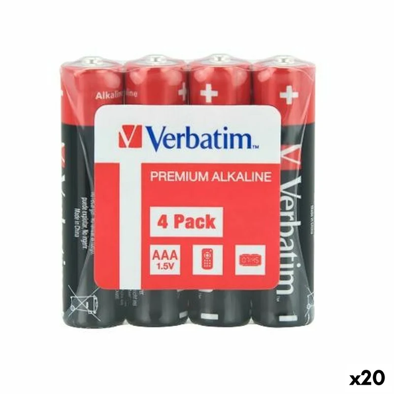 Pilas Alcalinas LR03 Verbatim Premium 1,5 V AAA 4 Piezas (20 Unidades)