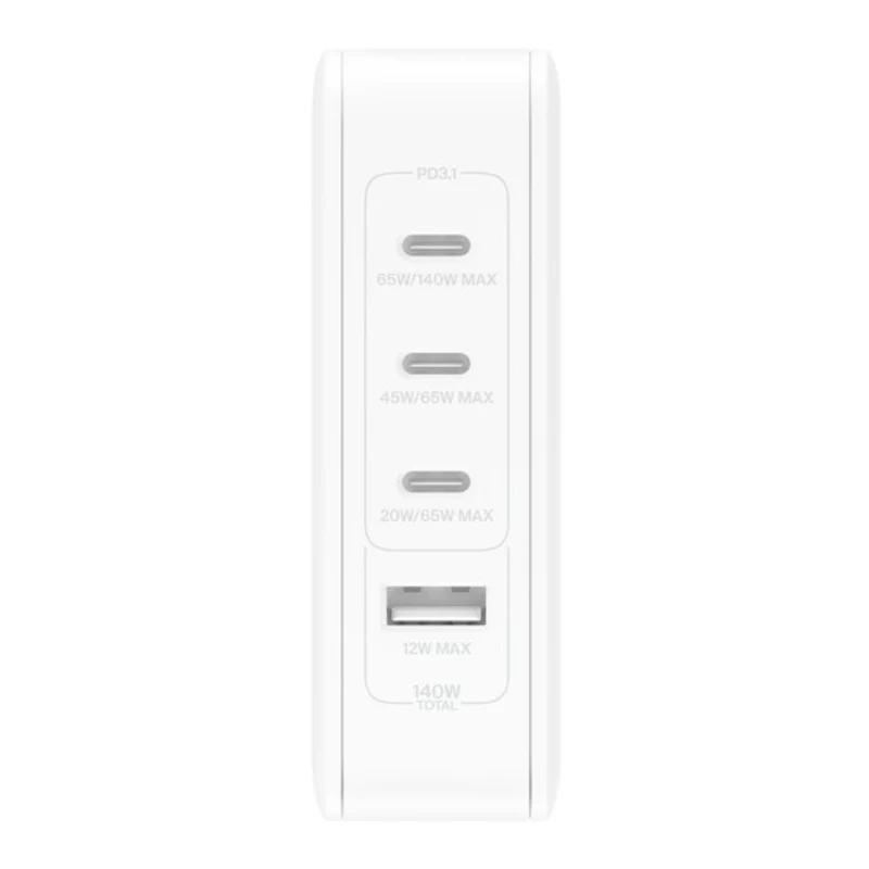 Belkin Cargador de Pared GaN 4 Puertos 140W, WCH014dqWH