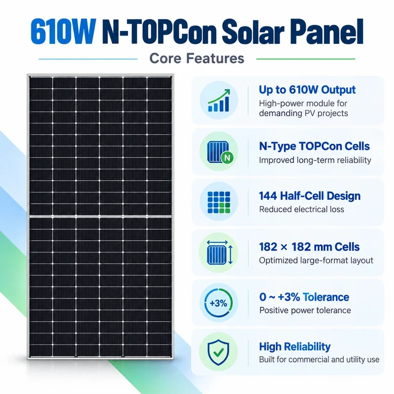 Panel solar monocristalino N-TOPCon de 610 W