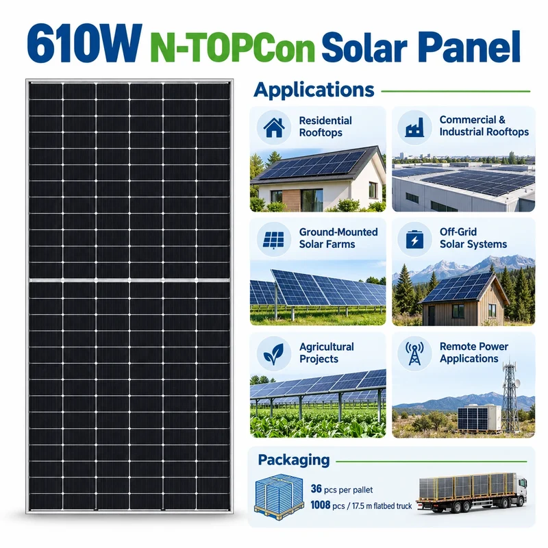 Panel solar monocristalino N-TOPCon de 610 W
