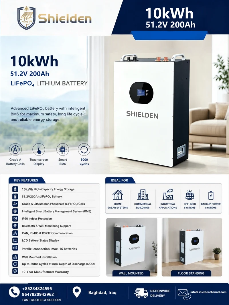 Sistema de almacenamiento de energía con batería LiFePO4 de 10 kW para montaje en pared