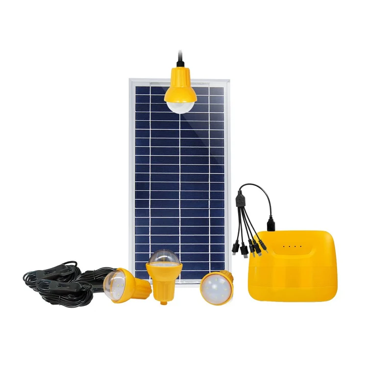 PS-K037T4 Sistema de iluminación solar económico con 4 bombillas LED de 2 W