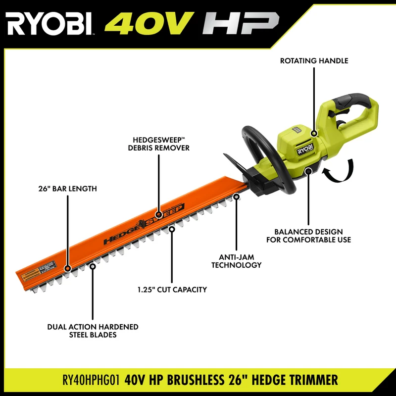 40V HP Brushless 26" Hedge Trimmer