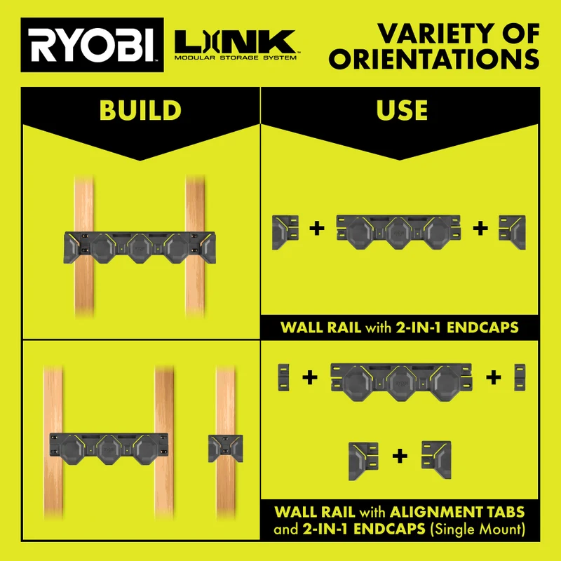 Wall Rail & 2-in-1 Endcap Set