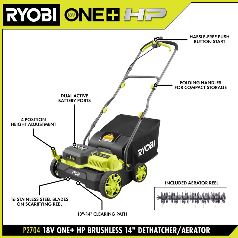 18V ONE+ HP Brushless 14" Dethatcher/Aerator Kit