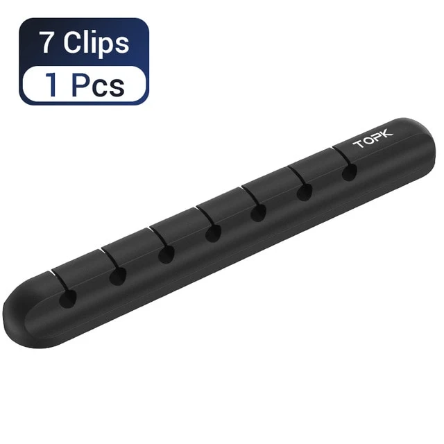 TOPK Silicone USB Cable Winder Desktop Cable organizer Management Multipurpose Clips Cables Protector for Wired headphones