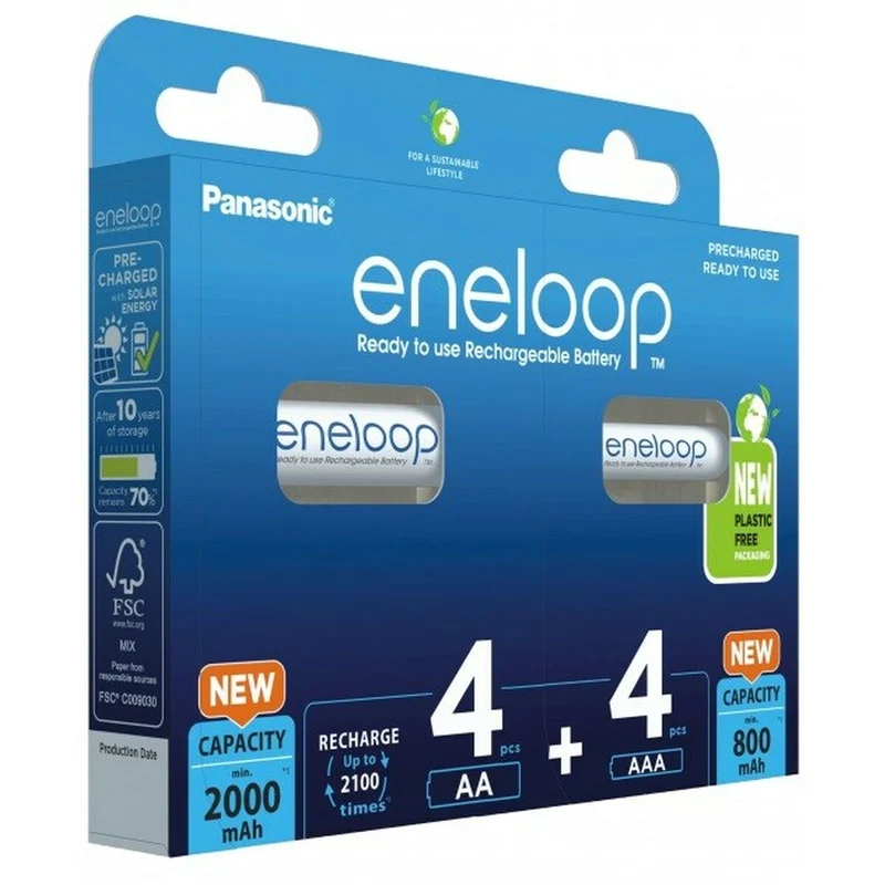 Pilas Recargables Panasonic BK-3MCDE+4MCDE/8CP