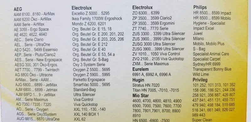 Sacchi ph41 ele210 e5m electrolux in microfibra
