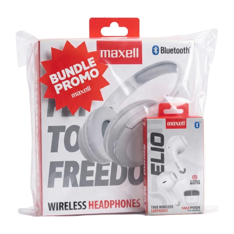 Maxell Audífonos Inalámbricos de Diadema Fly + Audífonos Inalámbricos Elio