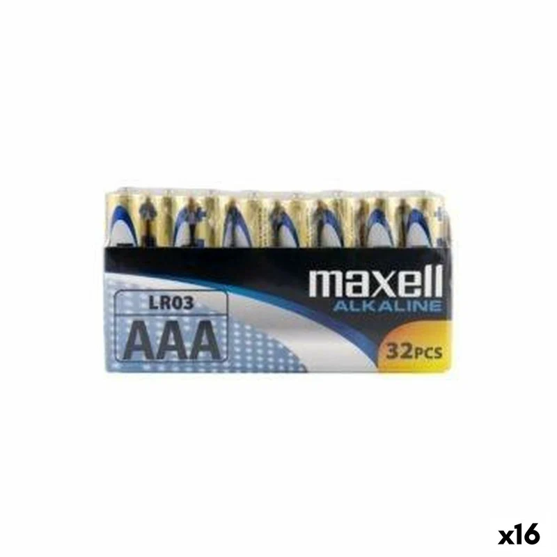 Pilas Alcalinas LR03 Maxell AAA (32 Piezas) (16 Unidades)
