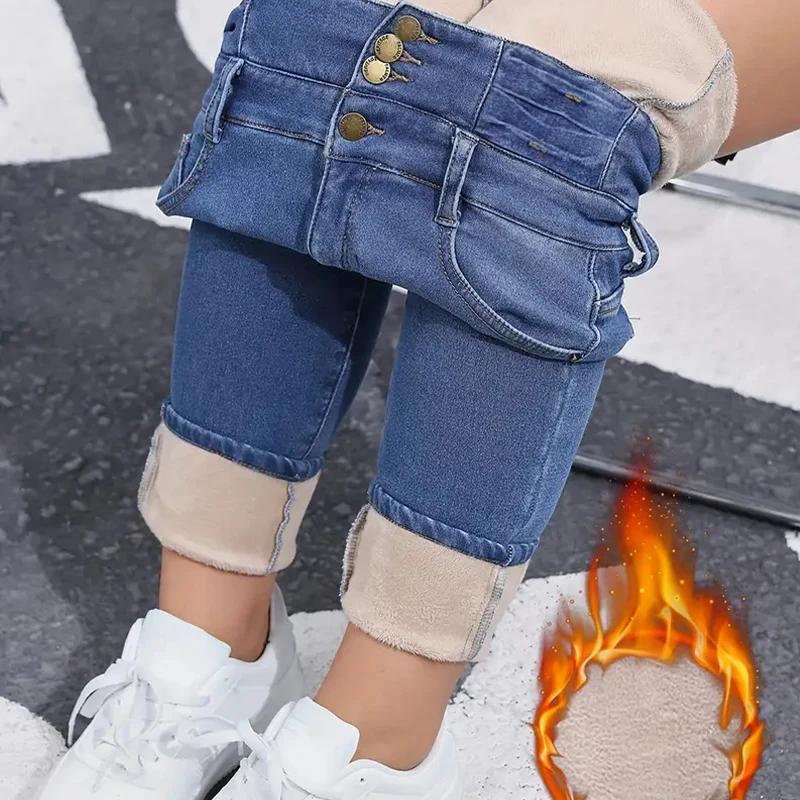 👖Ζεστό και άνετο γυναικείο τζιν παντελόνι με φλις επένδυση-GR