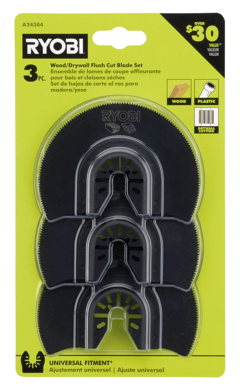 3 PC. Wood/Drywall Flush Cut Blade Set