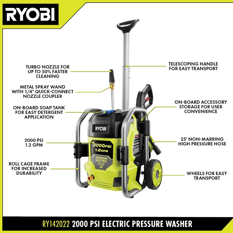 2000 PSI 1.2 GPM Electric Pressure Washer