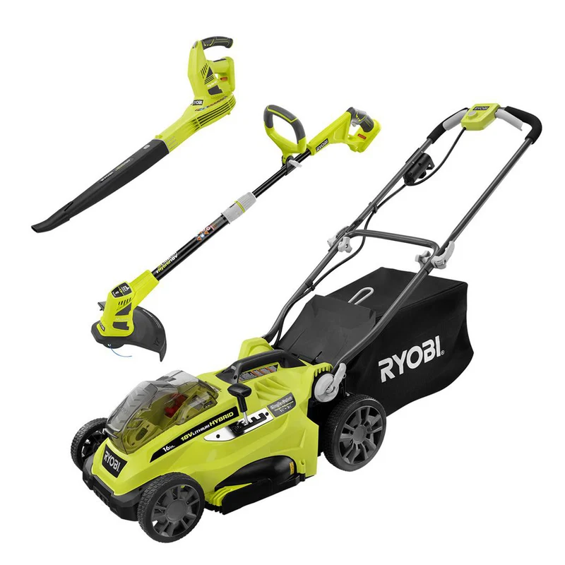 18V ONE+ 16" Hybrid Lawn Mower with Hybrid Trimmer and Sweeper Combo Kit - Battery and Charger Not Included