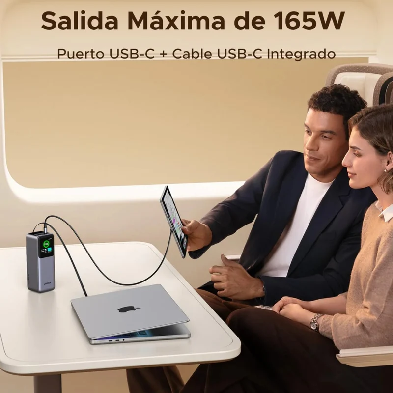Ugreen Power Bank Batería Externa Carga Rápida USB C/USB A Retráctil 20,000 mAh 165W, 55987B