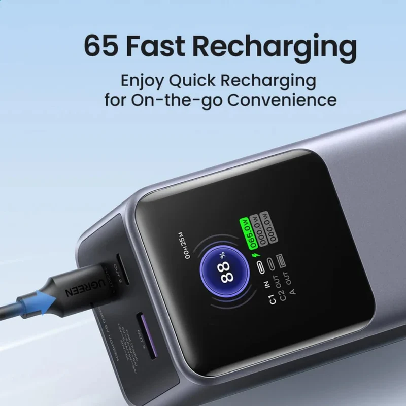 Ugreen Power Bank Batería Externa Carga Rápida con Pantalla 25,000 mAh 200W, 35525B