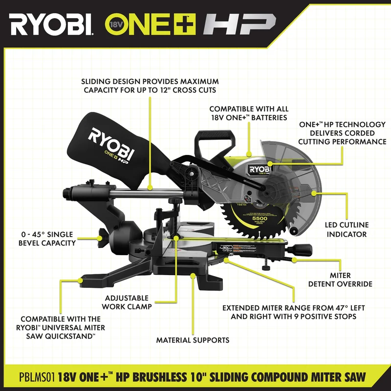 18V ONE+ HP Brushless 10" Sliding Compound Miter Saw