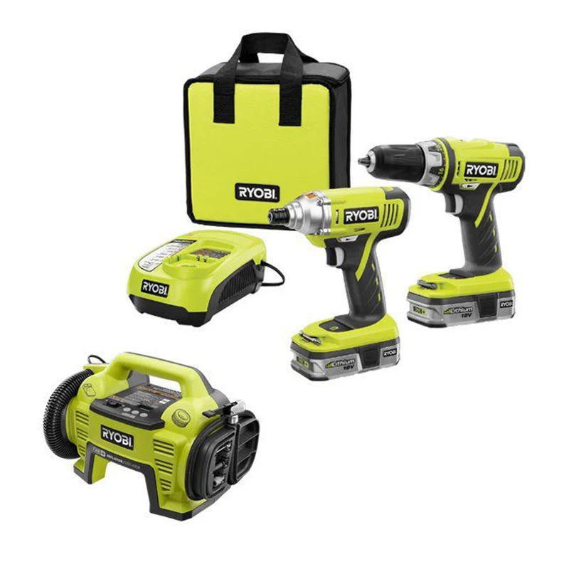 18V ONE+ Drill and Impact Kit (2-Tool) + Inflator