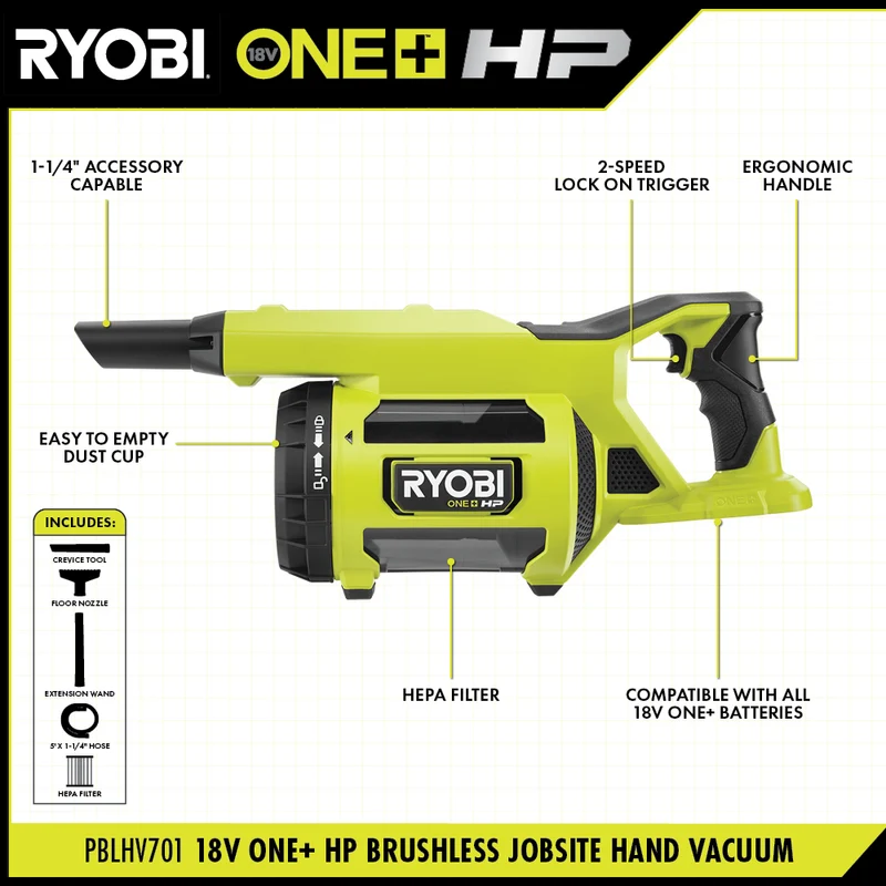 18V ONE+ HP Brushless Jobsite Hand Vacuum