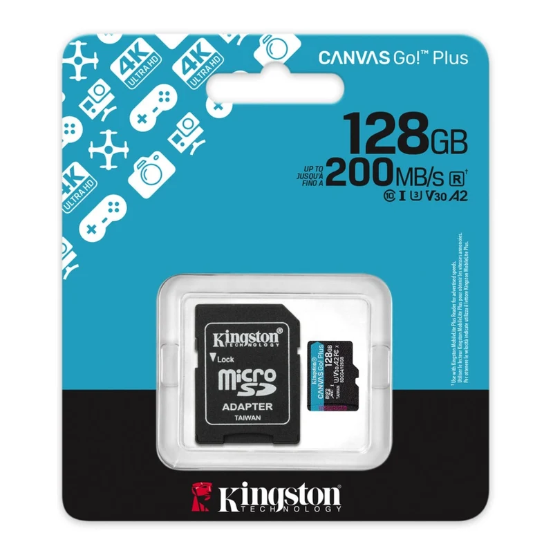 Kingston Tarjeta de Memoria 128GB MicroSD con Adaptador Canvas Go! Plus UHS-I, SDCG4/128GB