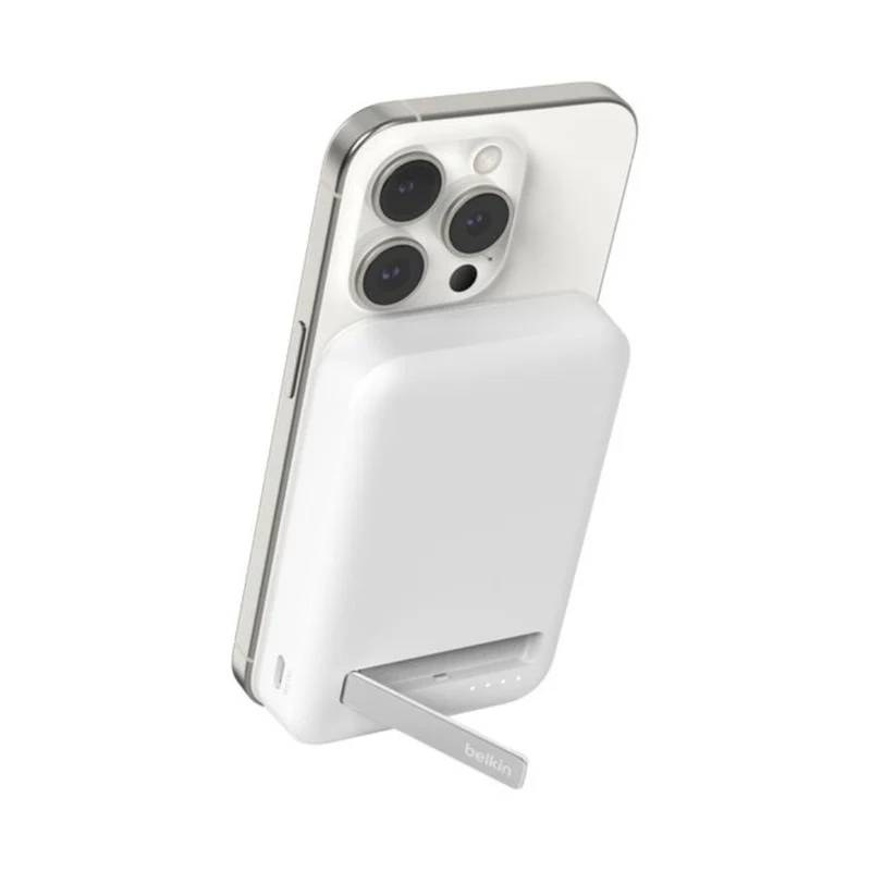 Belkin Batería Externa Inalámbrica Magnética 8000mAh Qi2 15W con Soporte, BPD007btWH