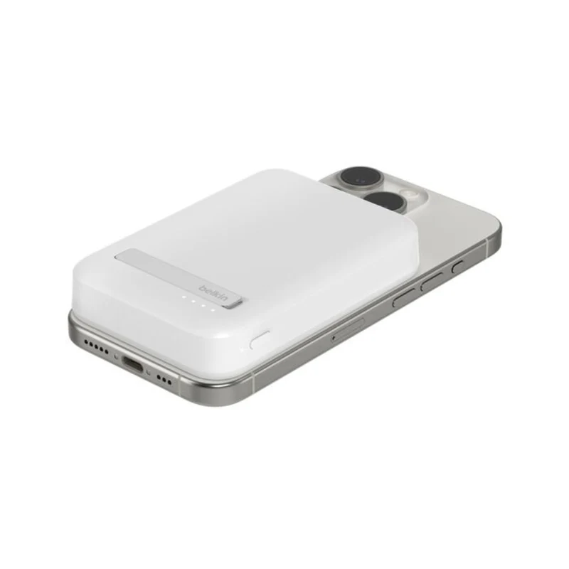 Belkin Batería Externa Inalámbrica Magnética 8000mAh Qi2 15W con Soporte, BPD007btWH