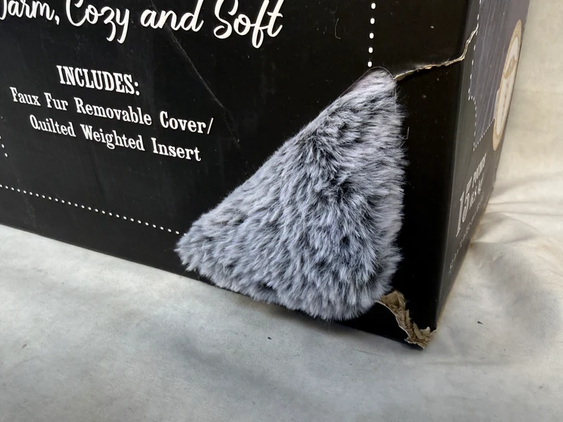Morgan Home Fashions Faux Fur Weighted Blanket, Gray, 15 lb., 52" x 72" - Brand New!