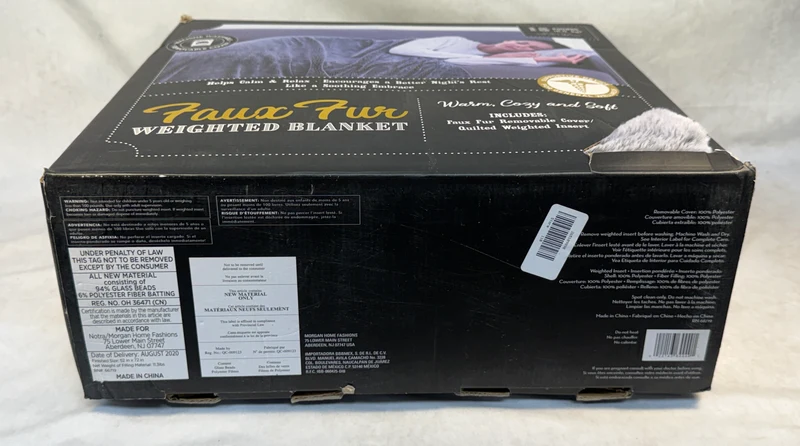 Morgan Home Fashions Faux Fur Weighted Blanket, Gray, 15 lb., 52" x 72" - Brand New!