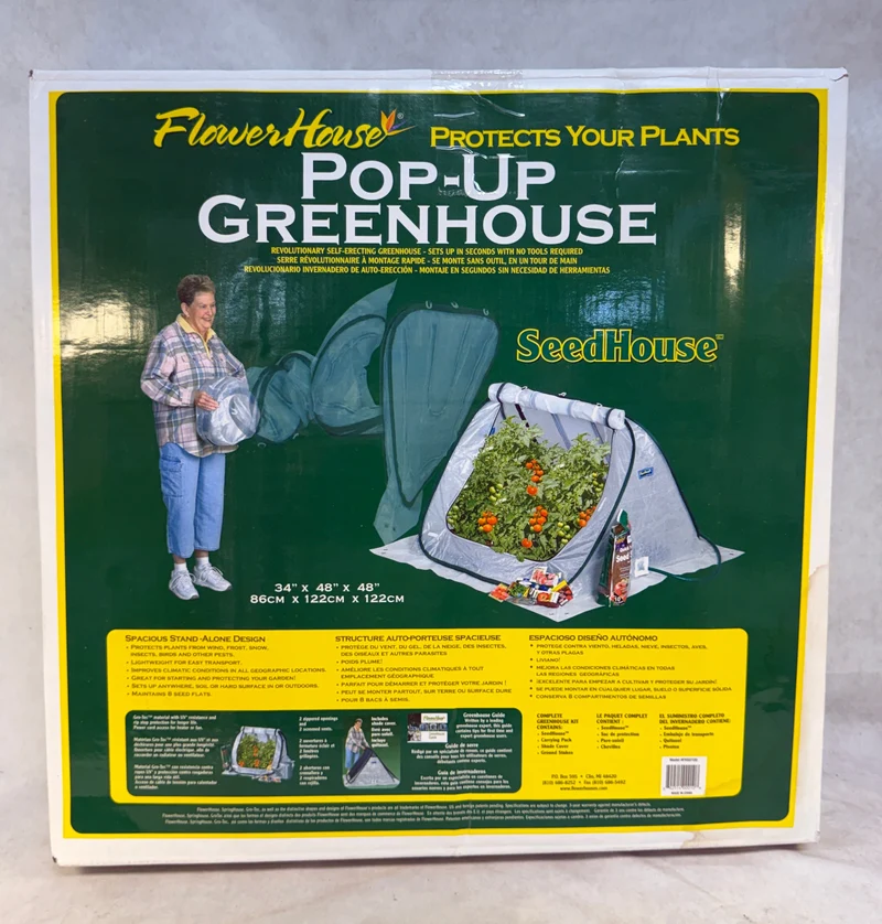 Flower House Pop-Up Greenhouse 34" x 48" x 48" Seed House - Brand New!