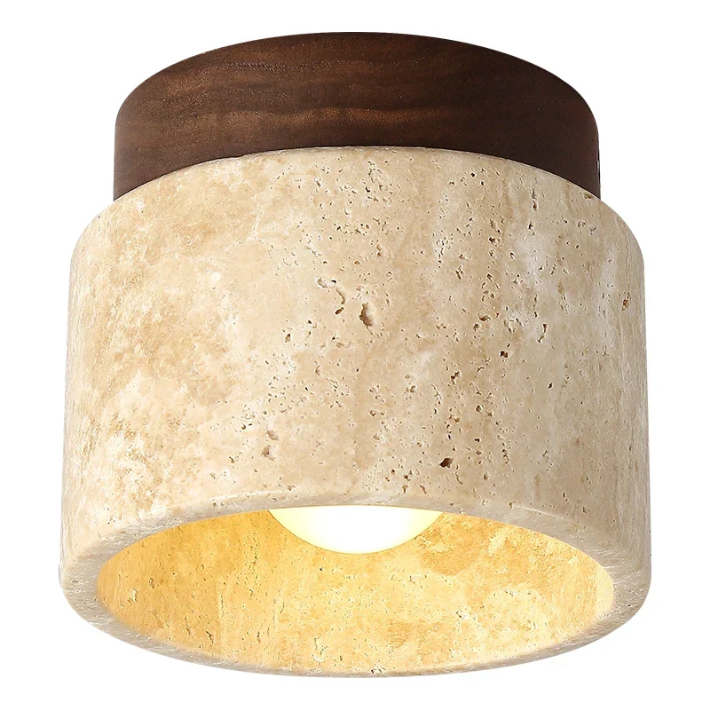 Monolith Stone Wood Surface-Mounted Ceiling Light