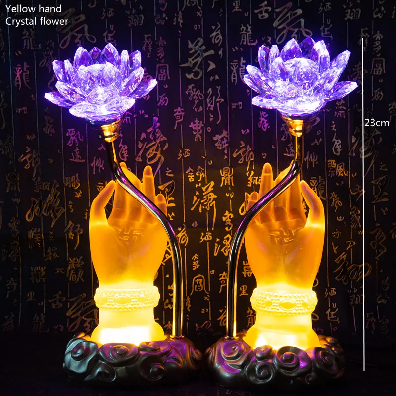 Sacred Lotus Hand Crystal Lamp