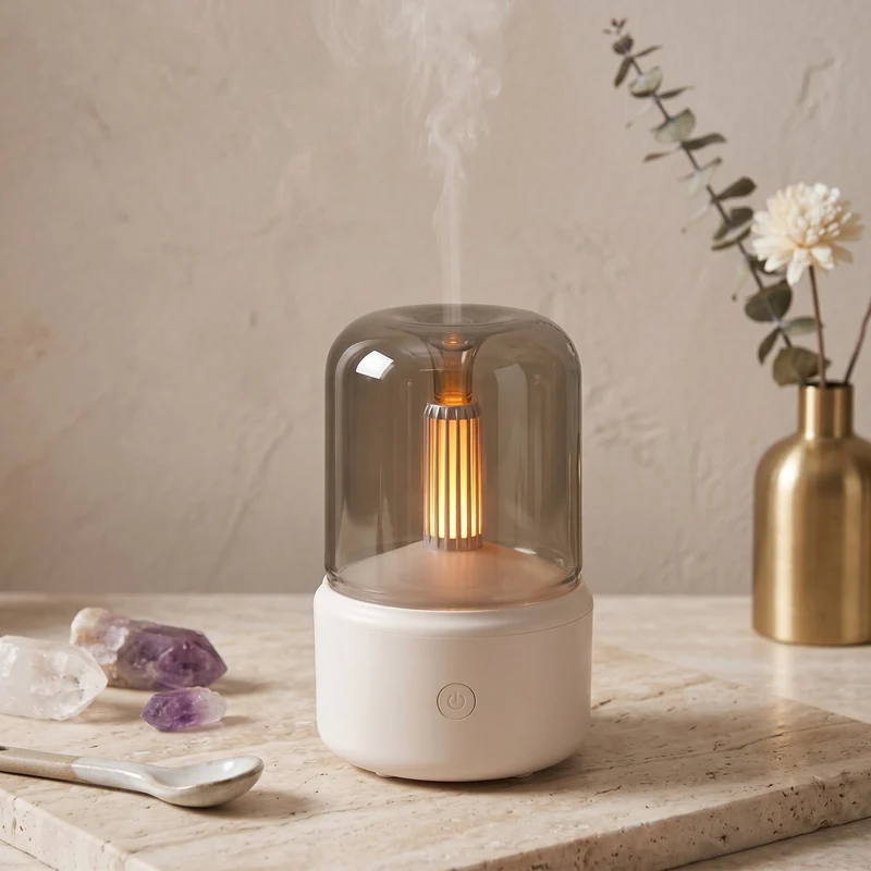 Modern Glass Dome Flame Effect Air Humidifier