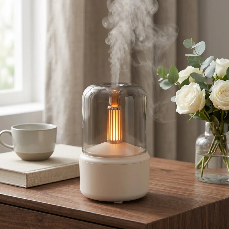 Modern Glass Dome Flame Effect Air Humidifier