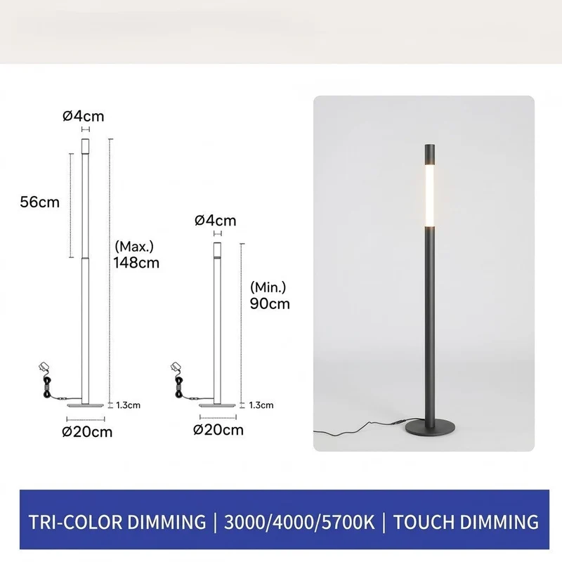 Lumi Minimal LED Slide-Open Floor Lamp