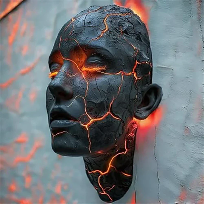 Volcanic Face Lava Crack Wall Art Lamp