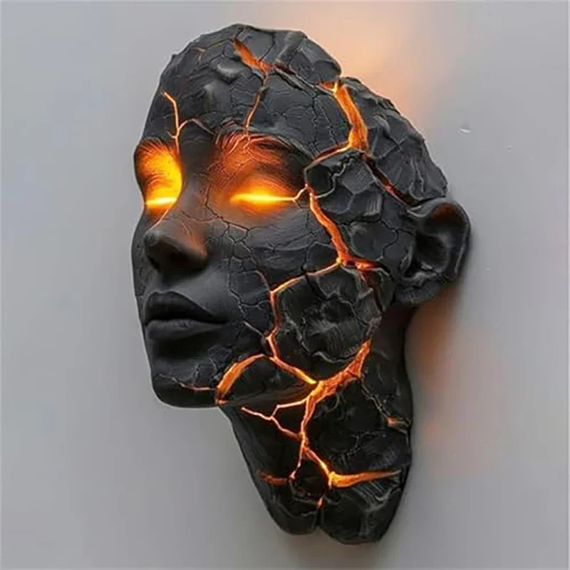Volcanic Face Lava Crack Wall Art Lamp