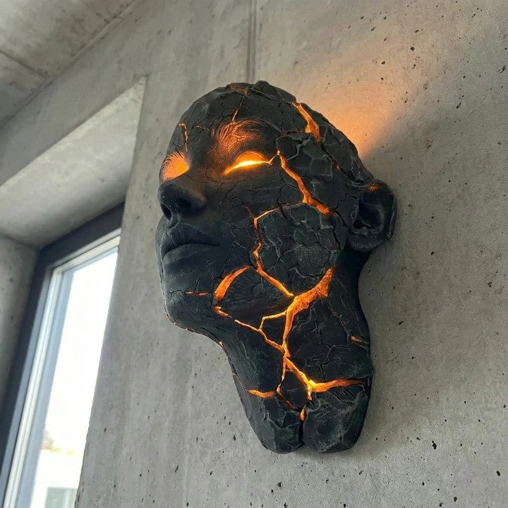 Volcanic Face Lava Crack Wall Art Lamp