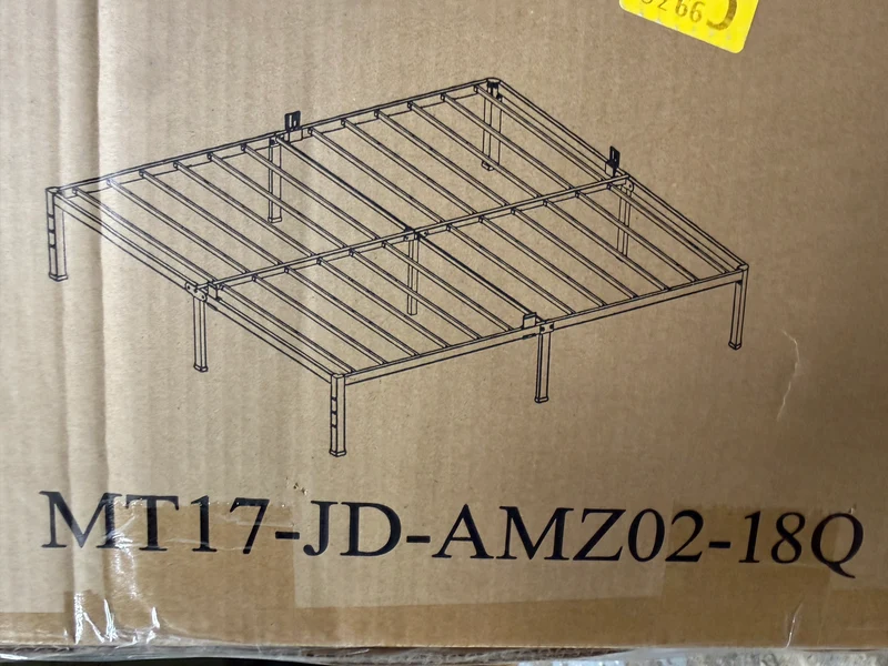 MAF 18" h Queen Black Bed Frame with Slats and Round Corner Legs - Brand New!