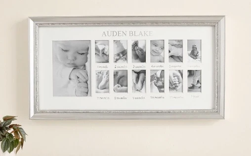 Pottery Barn Baby Silver Leaf First Year Frame - Brand New!
