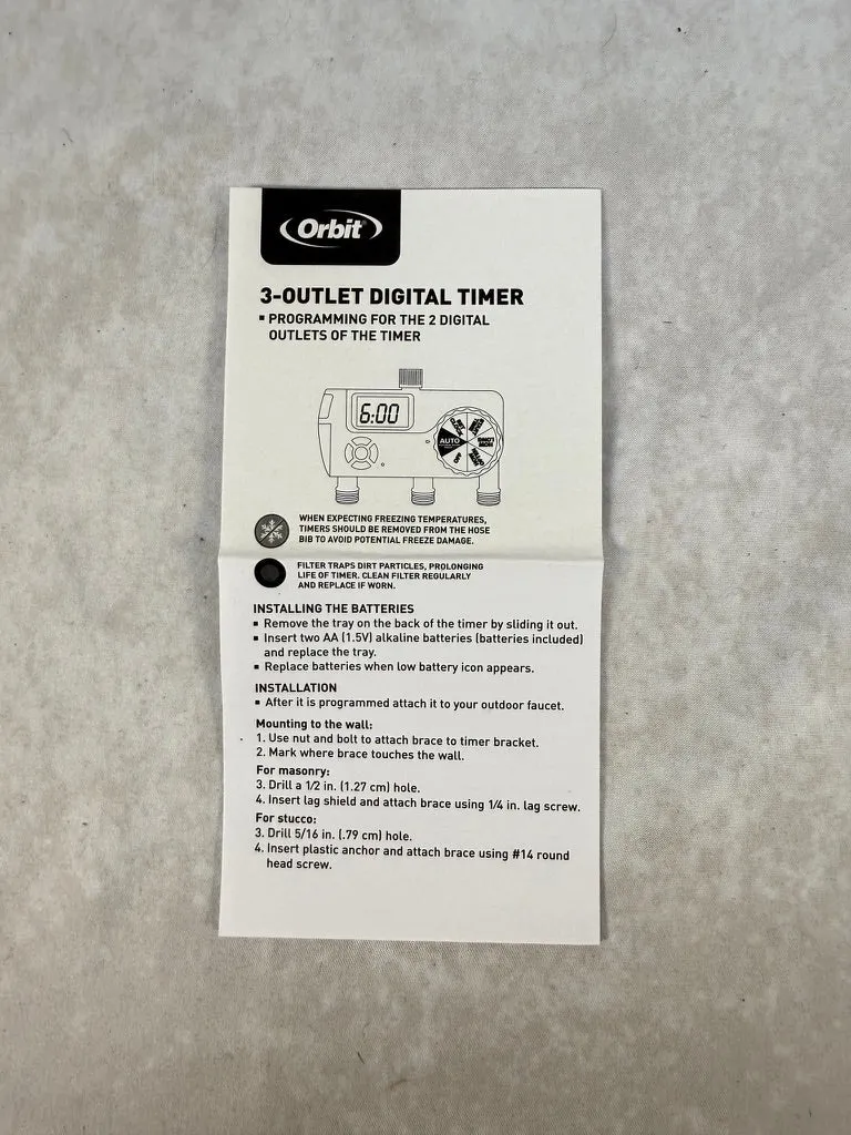 Orbit 3-Outlet Digital Watering Timer Model 56233