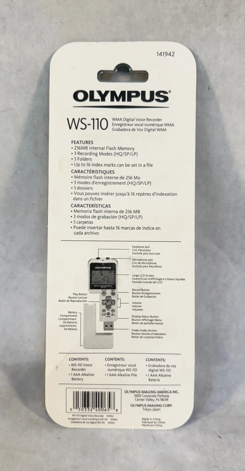 Olympus WS-110 Digital Voice Recorder - Like New in Open Box