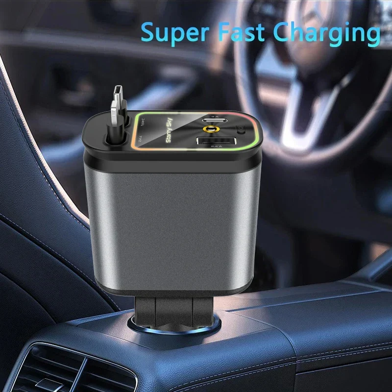 Starry Sky Retractable Cable Car Projector Charger