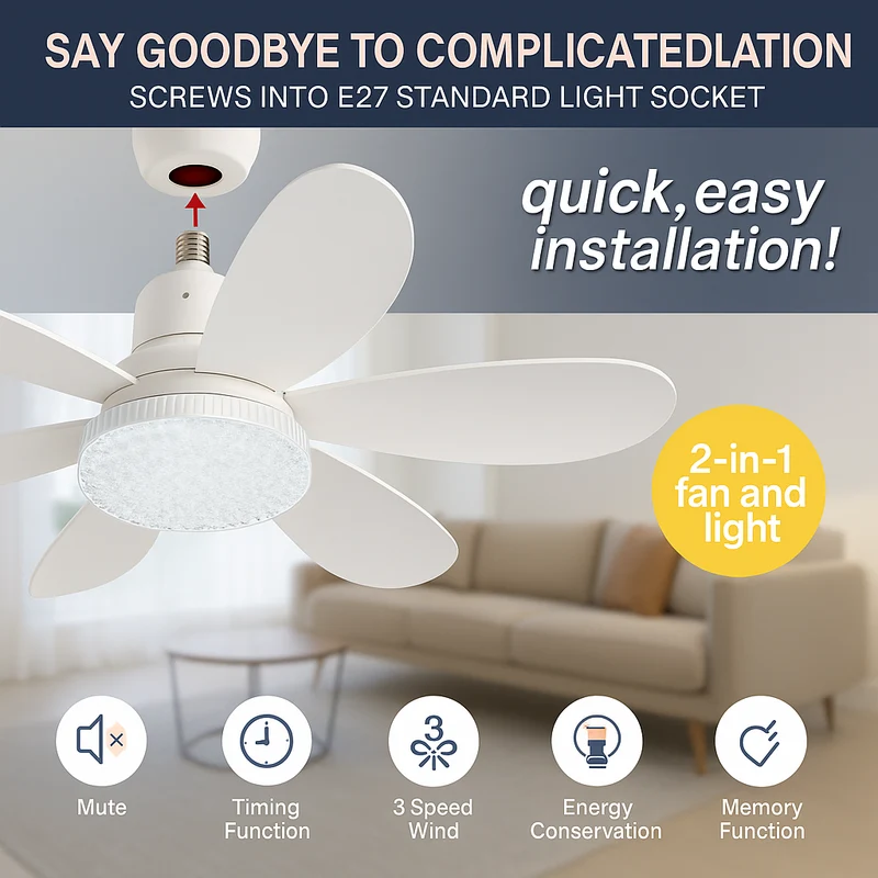 Elegant Flower Energy Saving RC Ceiling Fan Lamp