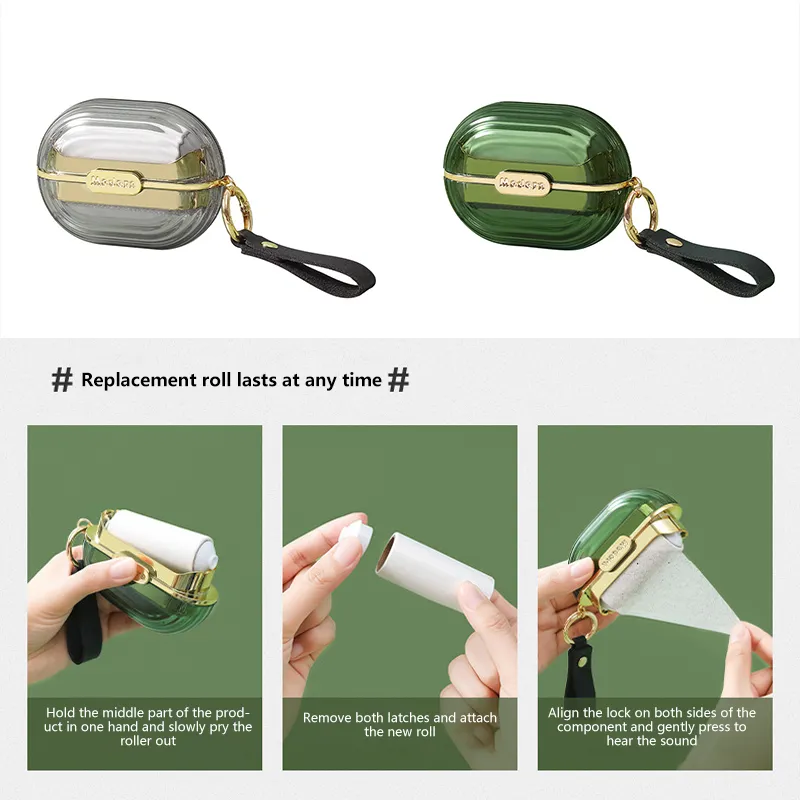 Pocket Lint Roller Keychain for Clothes & Pet Hair