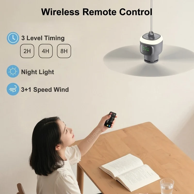Home Cool Portable Rechargeable RC Hanging Fan Lamp