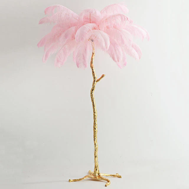 Nordic Glow Luxury Ostrich Feather Chic Floor Lamp
