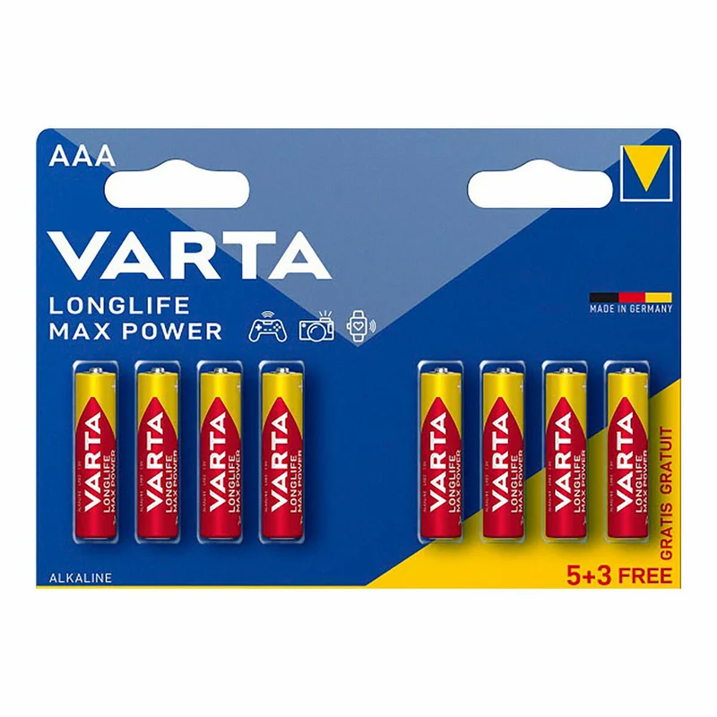 Pilas Varta longlife max power aaa - lr03 1,5 V AAA (8 Piezas) (10 Unidades)