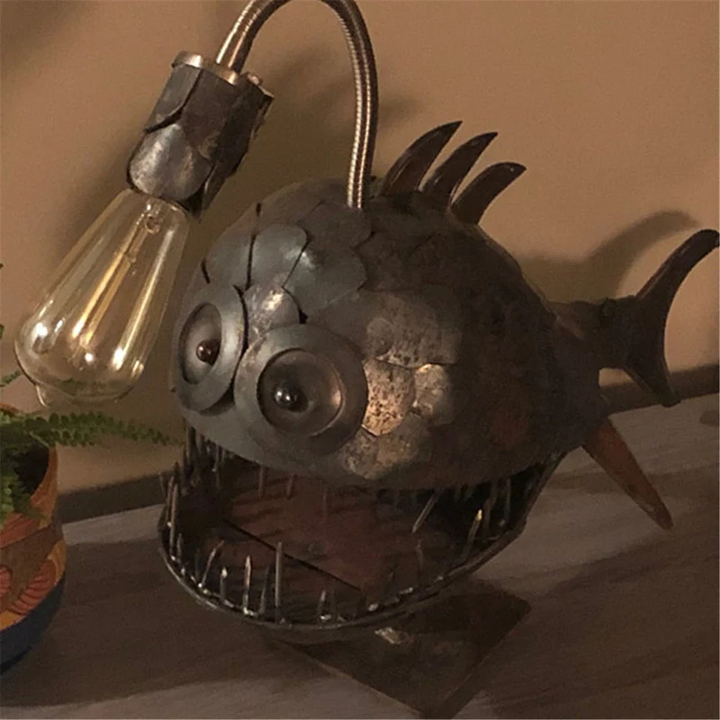 Creative Iron Angler Fish Desk Lamp