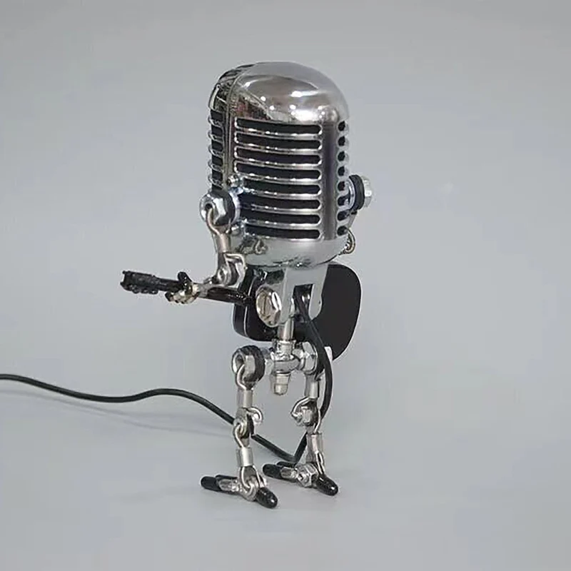 Vintage Guitar Playing Microphone Robot Lamp